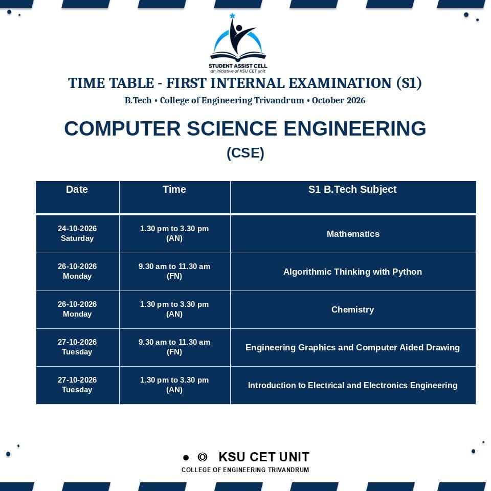 Computer Science & Engineering (CSE) — KTU S1 Timetable