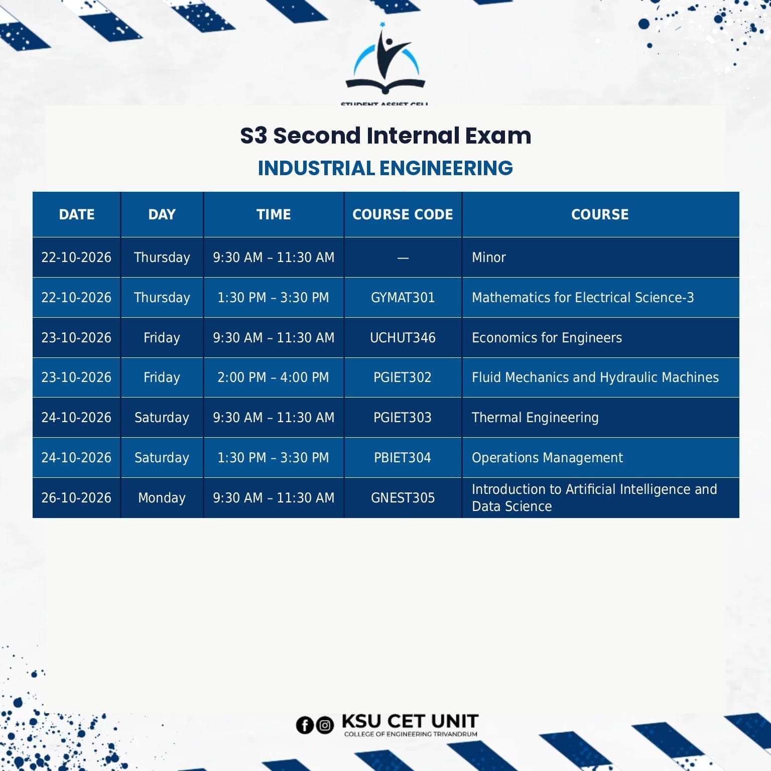 Industrial Engineering (IE) — KTU S3 Timetable