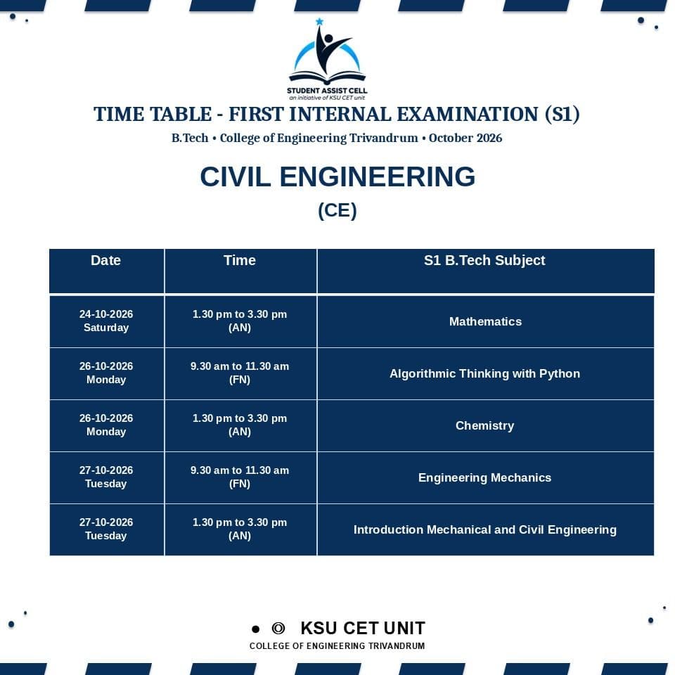 Civil Engineering (CE) — KTU S1 Timetable